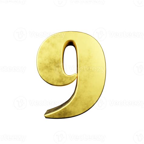 3d Gold Number 9 Nine 3d Text Effects Png Image Transparent Background