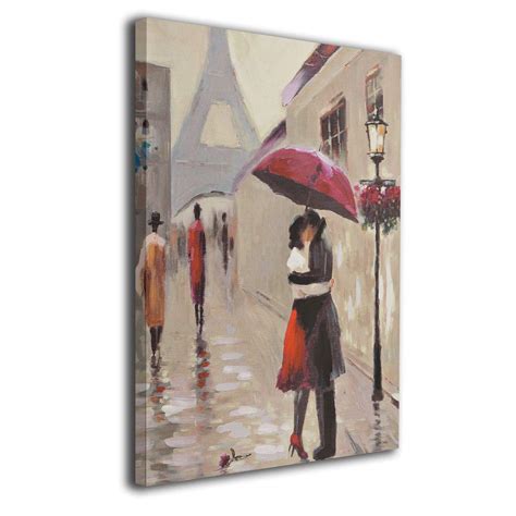 Kiss In The Rain Red Umbrella