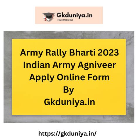 Army Rally Bharti 2023 Indian Army Agniveer Apply Online GKDuniya