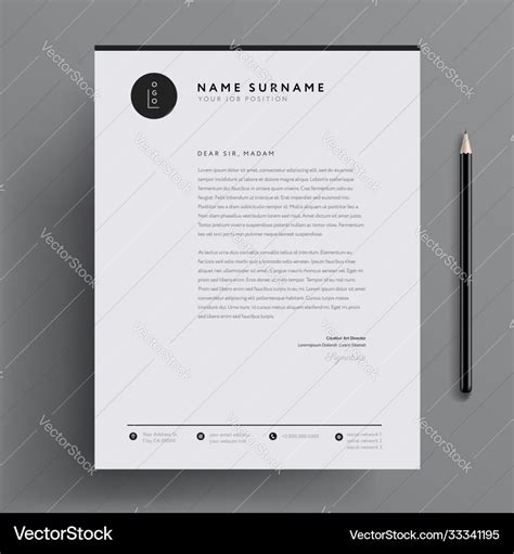 Elegant letterhead template design in minimalist Vector Image