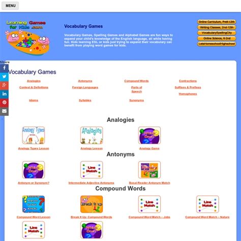 Vocabulary Learning Games For Kids | Pearltrees