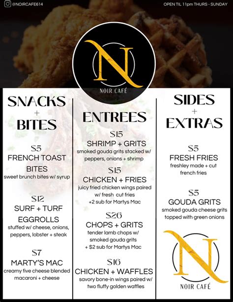 Food Menu - Noir Lounge