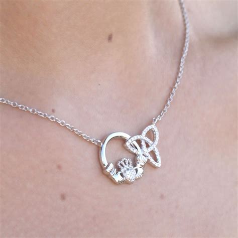 Sterling Silver Claddagh And Trinity Knot Necklace Claddaghrings