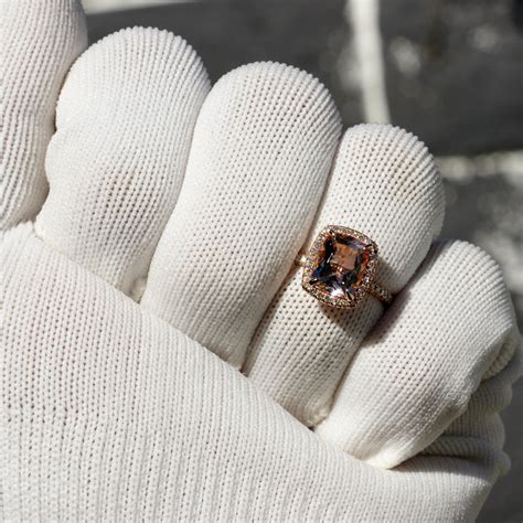 Cushion Morganite Engagement Ring 14 Rose Gold The Caitlin 9x7