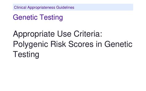 Pdf Polygenic Risk Scores Uc Carelon Clinical