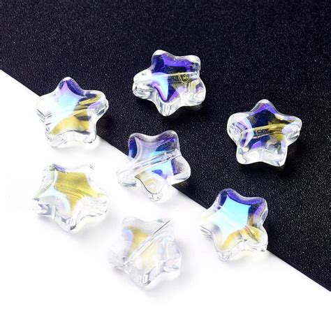 Glass Star Beads Clear Ab Beads Lot Celestial Jewelry Beads Mixed Beads Set Small Star Beads Mix