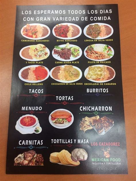 Online Menu Of Los Cazadores Mexican Food Victorville Ca