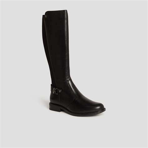 Bottes cavalières avec boucles en cuir noir femme La Halle