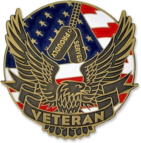 PinMart Proudly Served Veteran Pin Patriotic American Lapel Or Hat