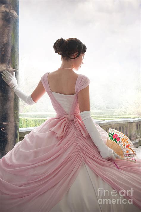 Victorian Woman In A Pink Dress In The Garden Photograph By Lee Avison