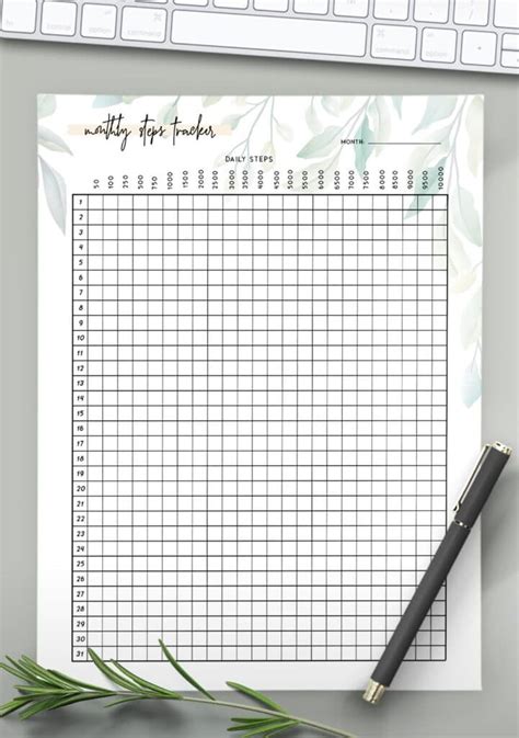 Free Printable Monthly Steps Tracker Template World Of Printables