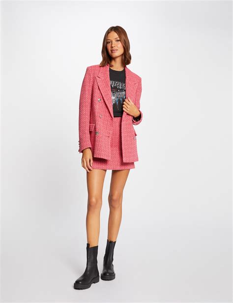 Veste droite boutonnée fuchsia femme Morgan