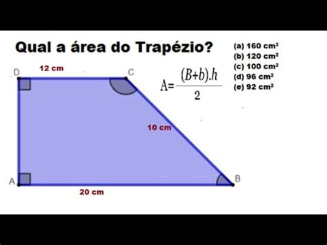 Matemática Básica Área do TRAPÉZIO RETÂNGULO YouTube