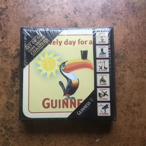 SIX GUINNESS HERITAGE Adverts Cork Backed Coasters With Box New Sealed