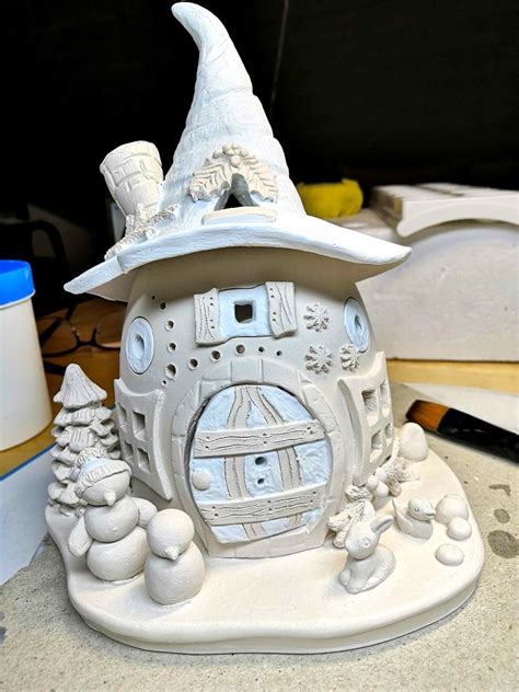 Keramik Haus Windlicht Weihnachtsdeko Clay Fairy House Christmas