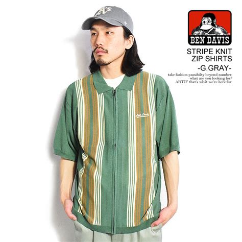 楽天市場30OFF SALE セール ベンデイビス シャツ BEN DAVIS STRIPE KNIT ZIP SHIRTS G