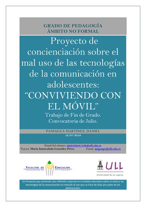 Proyecto De Concienciacion Conviviendo Con El Movil Grado De