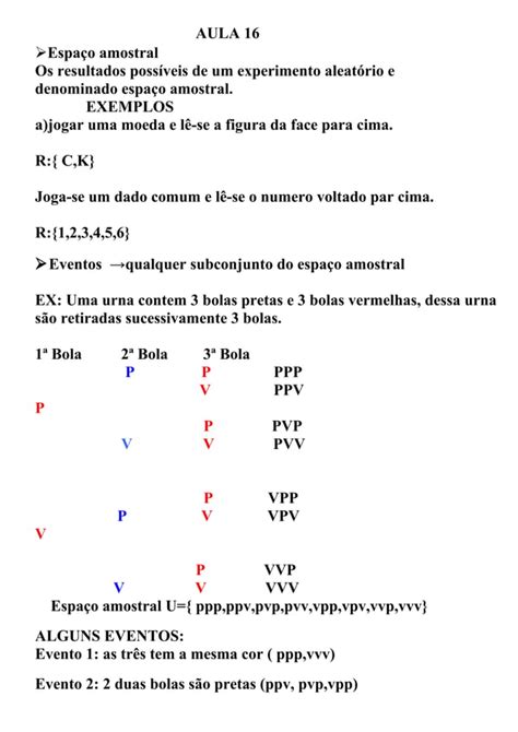 Espa O Amostral E Probabilidade Pdf