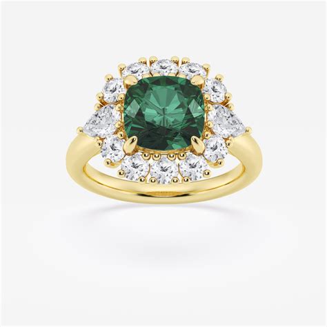 8 Mm Cushion Cut Created Emerald And 1 1 3 Ctw Round And Pear Lab Grown