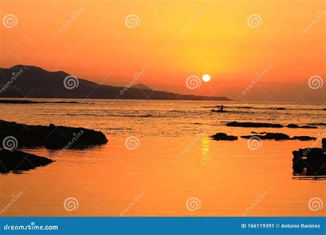 Kayaking in the Sunset of Las Canteras Beach Stock Image - Image of ...