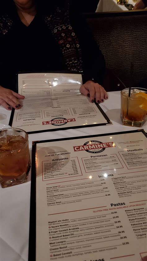 Menu at Carmine's restaurant, Chicago