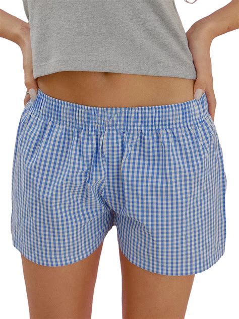 Raruxxin Pajama Shorts For Women Y2k Sexy Low Rise Plaid Lounge Shorts