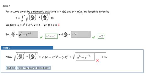 Solved Step 1 For A Curve Given By Parametric Equations X Chegg