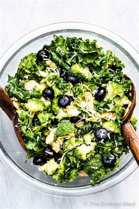 Broccoli Kale Salad With Blueberries And Coconut The Endless Meal