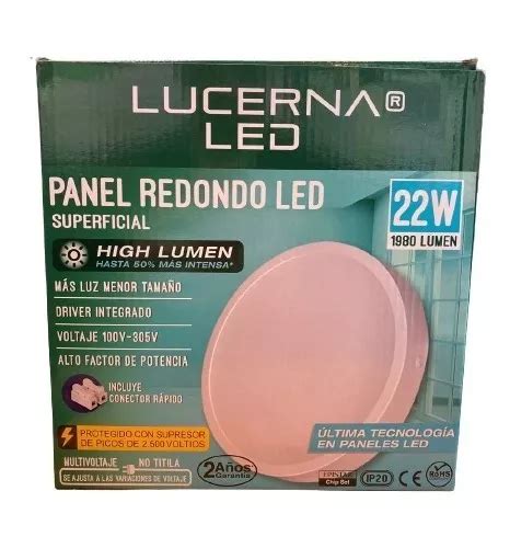 Panel Led Redondo Superficial 22w Lucerna Highlumen MercadoLibre