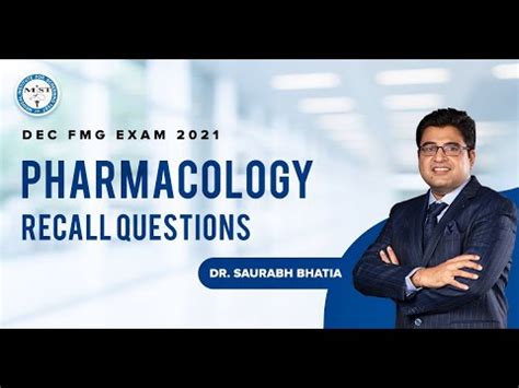 Pharmacology Recall Questions DEC FMG Exam 2021 Helpful For NEET PG