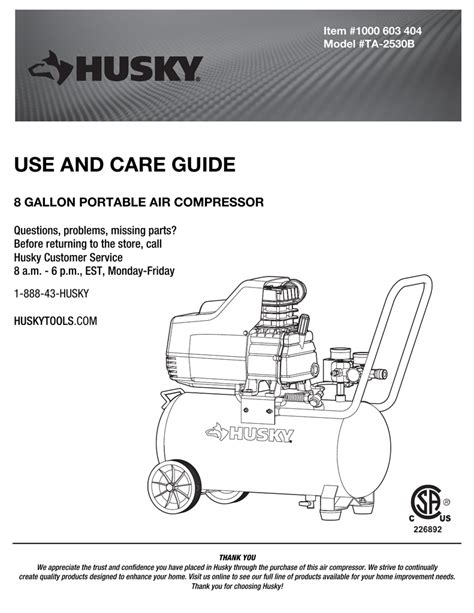 Husky 60 Gallon Air Compressor Wiring Diagram - Wiring Diagram