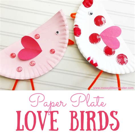 Paper Plate Love Birds Valentine's Day Craft - Messy Little Monster