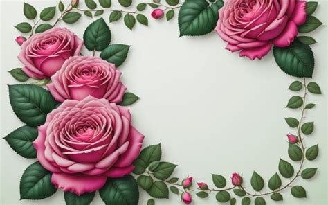 Premium AI Image Deep Pink Roses Green Leaves Background