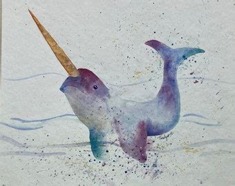 Narwhal Watercolor Painting Etsy