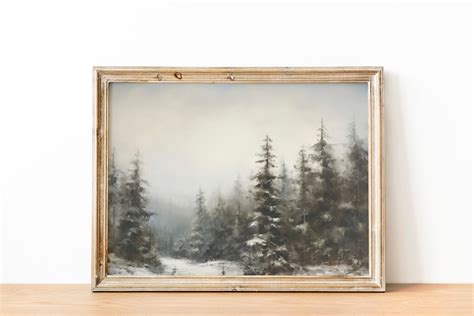 Winter Pine Forest Painting, Winter Forest Wall Art, Winter Forest Art, Winter Forest Decor ...