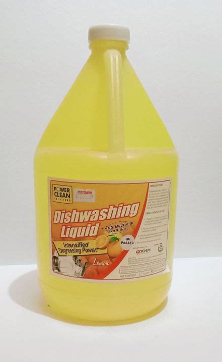 Dishwashing Liquid Lemon Scent Powerclean Gallon Size Liters