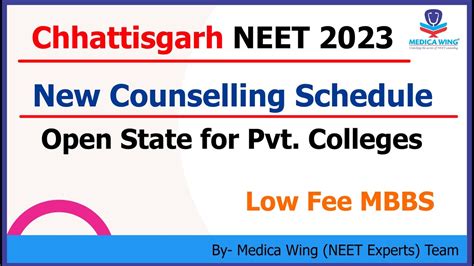 Chhattisgarh Mbbs Bds Counseling Revised Schedule Low Fee Mbbs