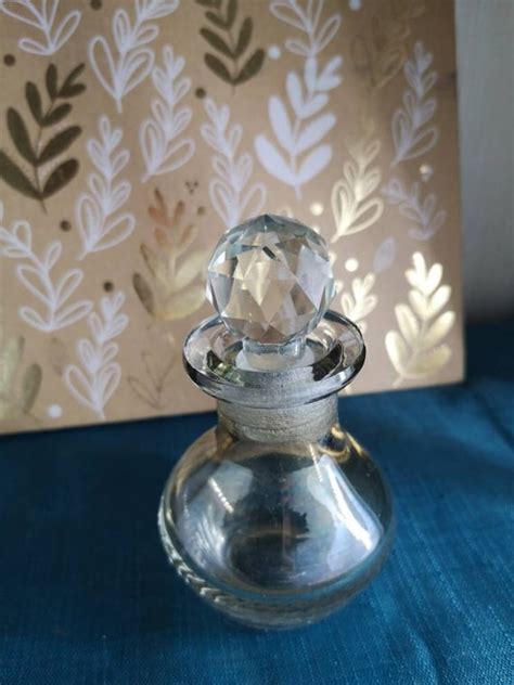 Vintage Clear Glass Perfume Bottle Scent Bottle With Stopper Etsy