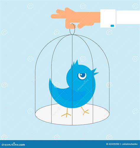 Human Hand Holds A Cage With Blue Angry Bird Stock Vector