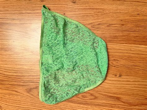 Lime Green Lace Mesh String Bikini Panties Vintage Sz Gem