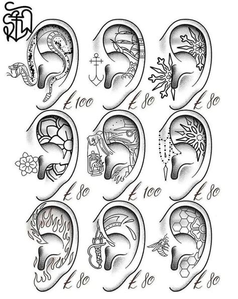 An Image Of Different Types Of Ear Tattoos