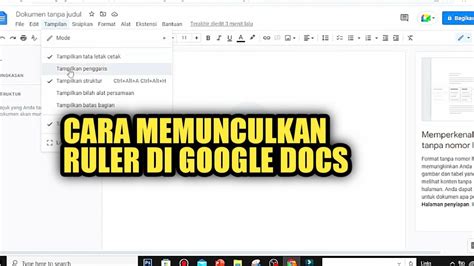 CARA MEMUNCULKAN RULER DI GOOGLE DOCS YouTube