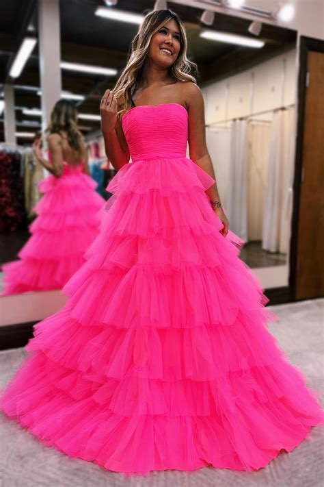 Ball Gown Strapless Layered Pink Prom Dress · Sugerdress · Online Store