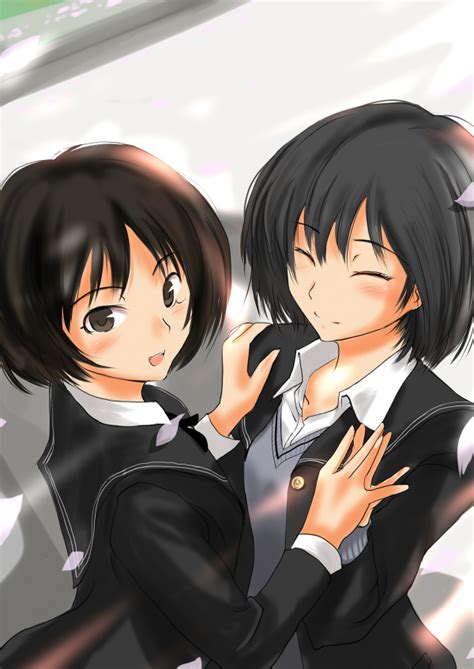 Safebooru 2girls Amagami Black Hair Blush Brown Eyes Brown Hair