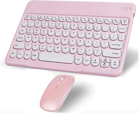 Combo de teclado y mouse inalámbricos Bluetooth rosa portátil pequeña