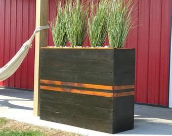 Modern Slatted Mahogany Planter Box Mid Century Heavy Etsy Long