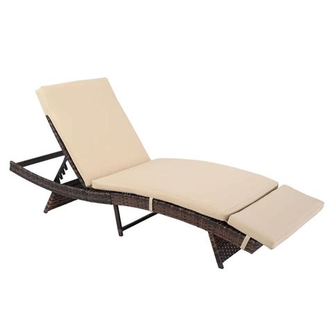 Karl Home Brown Back Adjustable Rattan Outdoor Lounge Chair Chaise