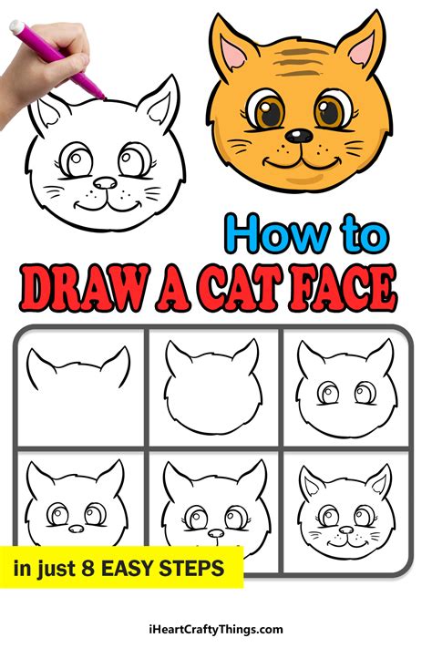 Cat Face Drawing - How To Draw A Cat Face Step By Step