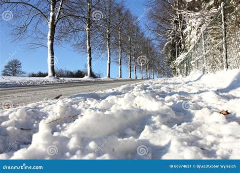 Snowy Sidewalk Stock Image Image Of Cover Street Black 66974621