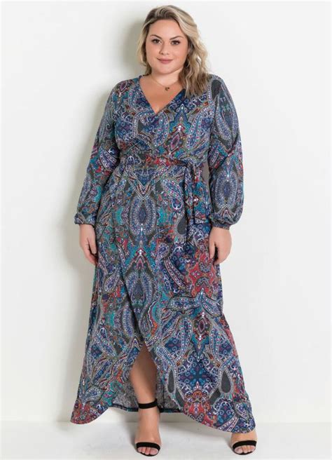 Vestido Longo Transpassado Cashmere Plus Size Marguerite